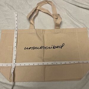 2 PC Unsubscribed Large Cream Canvas Unisex Tote Travel Lightweight Reusable Bag